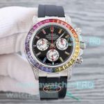 Swiss Replica Rolex Daytona Stainless Steel Rainbow Baguette N V13 7750 Watch Men